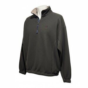 Vintage 90s Bugle Boy Green Fleece Half Zip Pullover Sweatshirt Jacket Mens XL